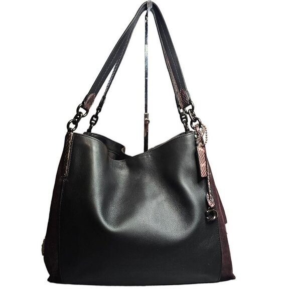 Coach Handbags - Coach Dalton 31 Leather Suede Colorblock Snakeskin Shoulder Bag